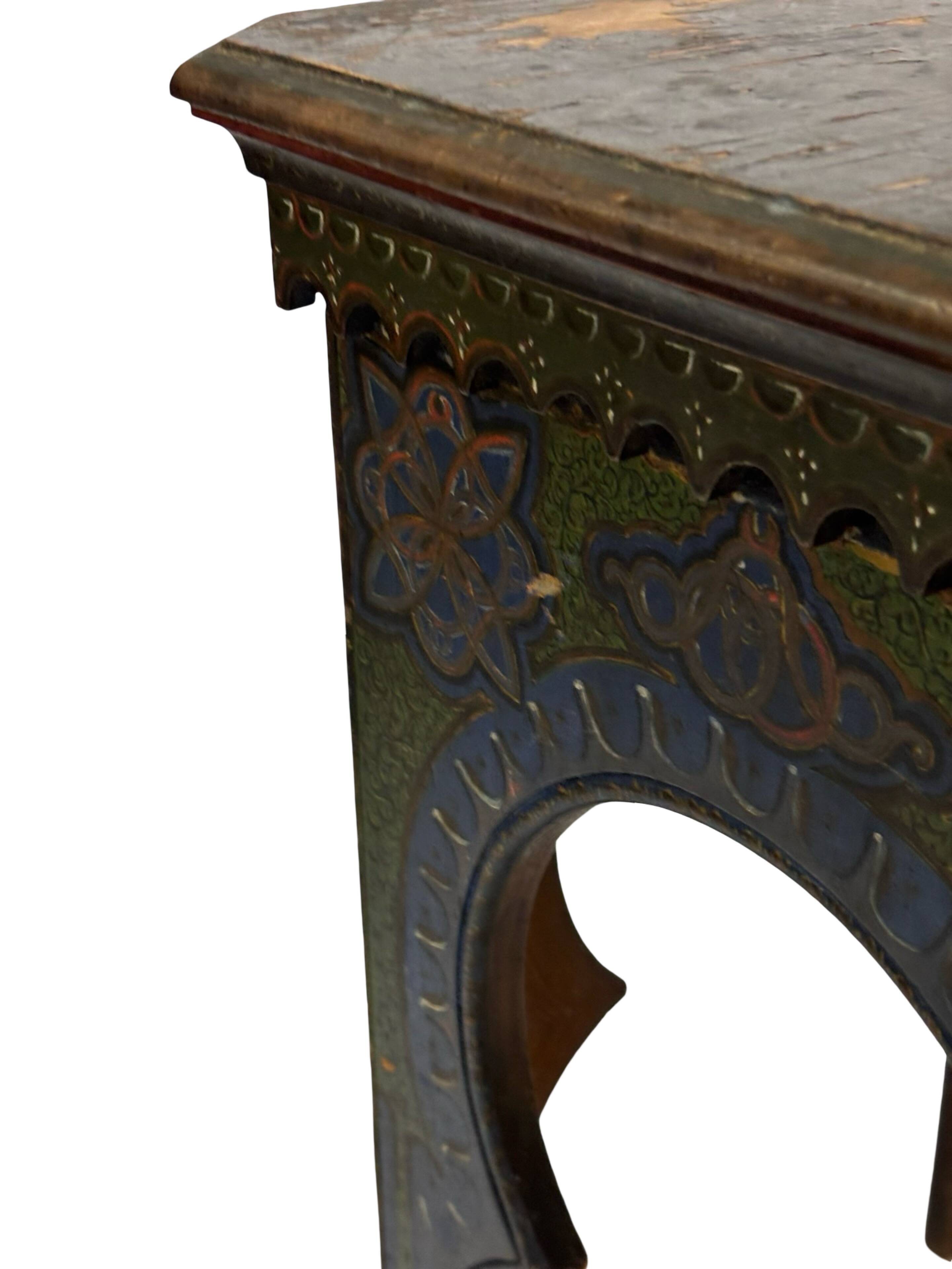 Antique hand-painted Moroccan Moorish Zouak side table