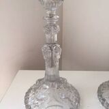 Antique pair of Portieux crystal candlesticks, 19th century