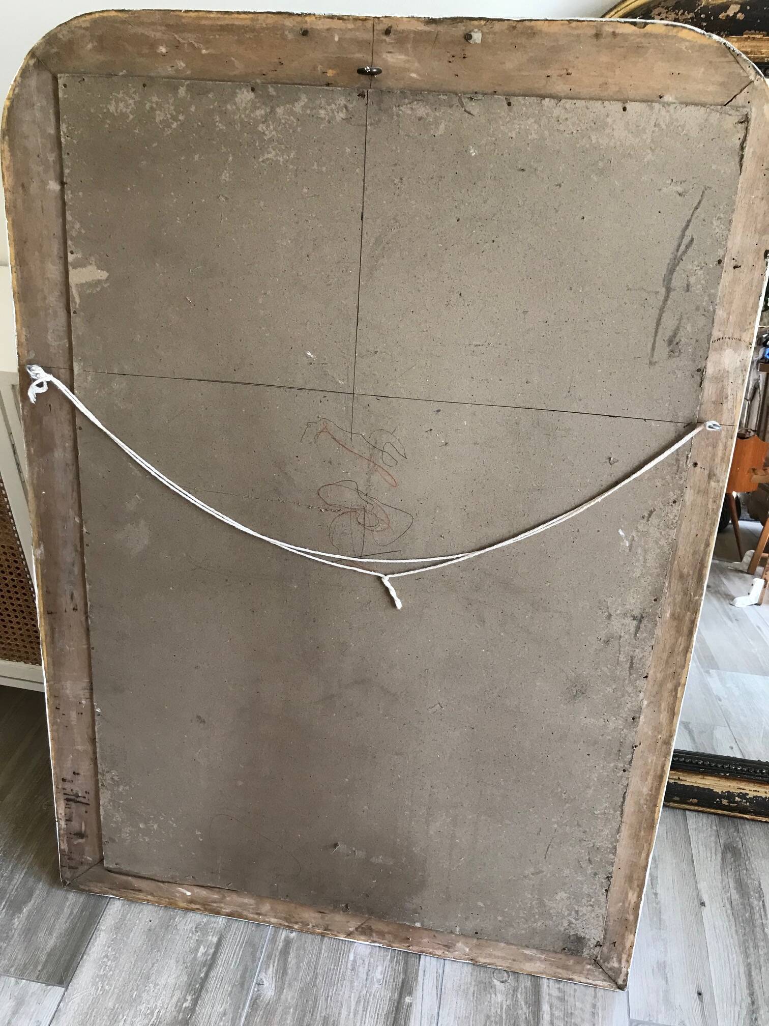 Large Louis Philippe mirror with white patina