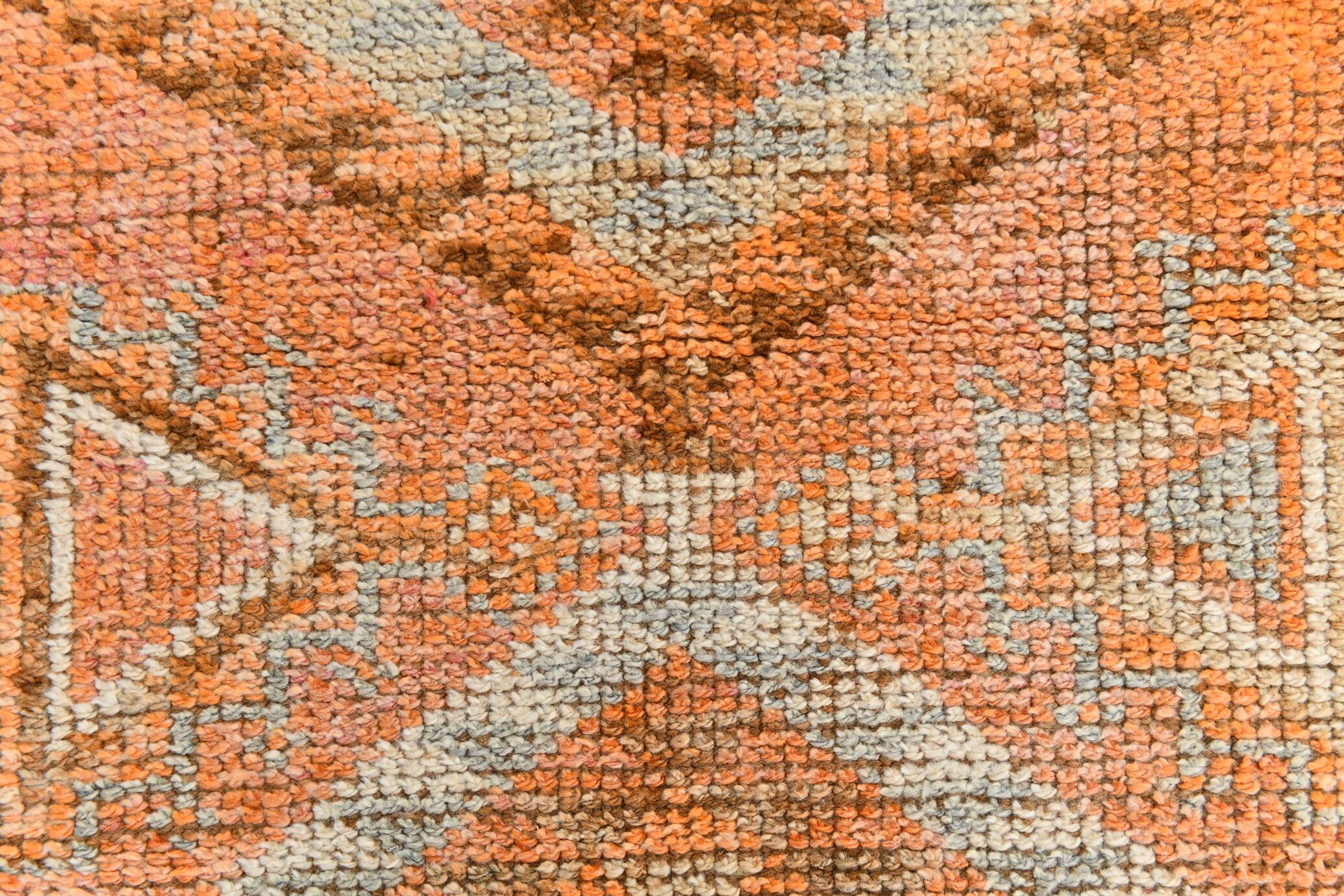 Orange & Beige Tribal Oushak Runner Rug, 88x362Cm