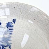 Old Rectangular Hollow Dish In English Earthenware 19th Chinese Decor Blue Willow