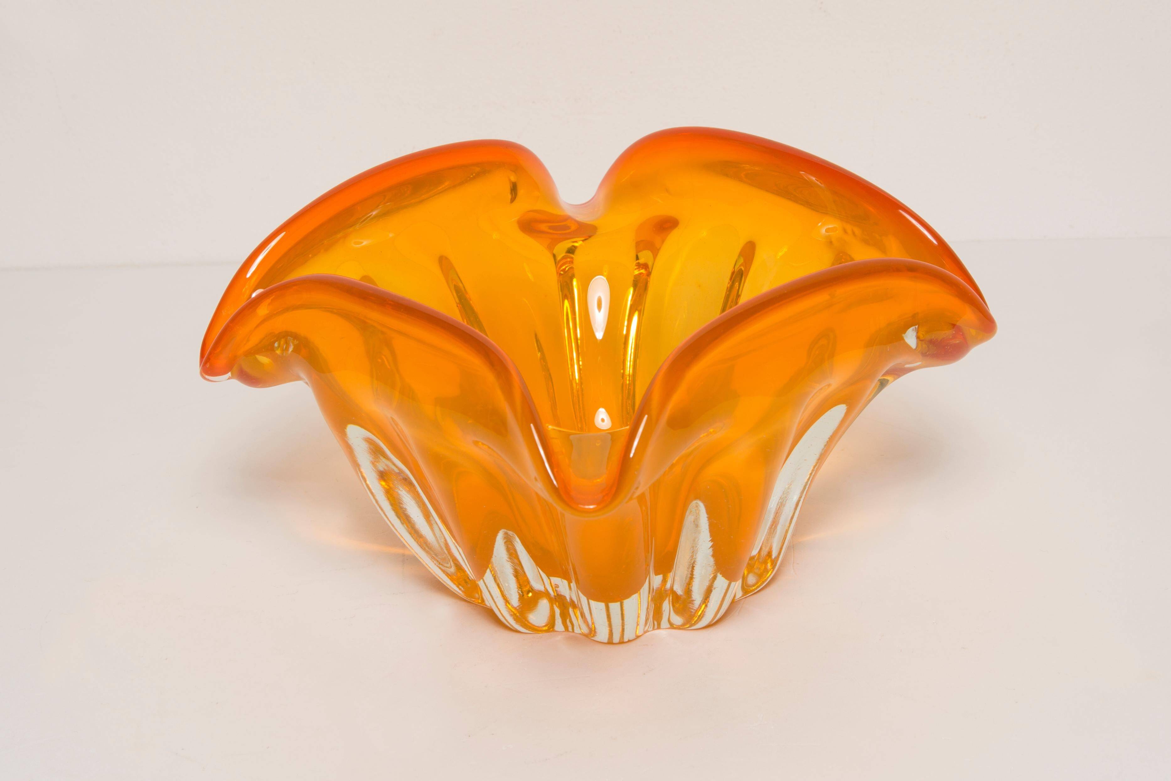 Mid-Century Orange Murano Glass Ashtray, Italy, 1970s