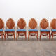 Bohemian bamboo mcguire dining table set with 6 palm leaf chairs, 1960 france.