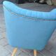 Blue cocktail armchair in beech wood, velvet fabric, Mid-Century design from the 1960s.