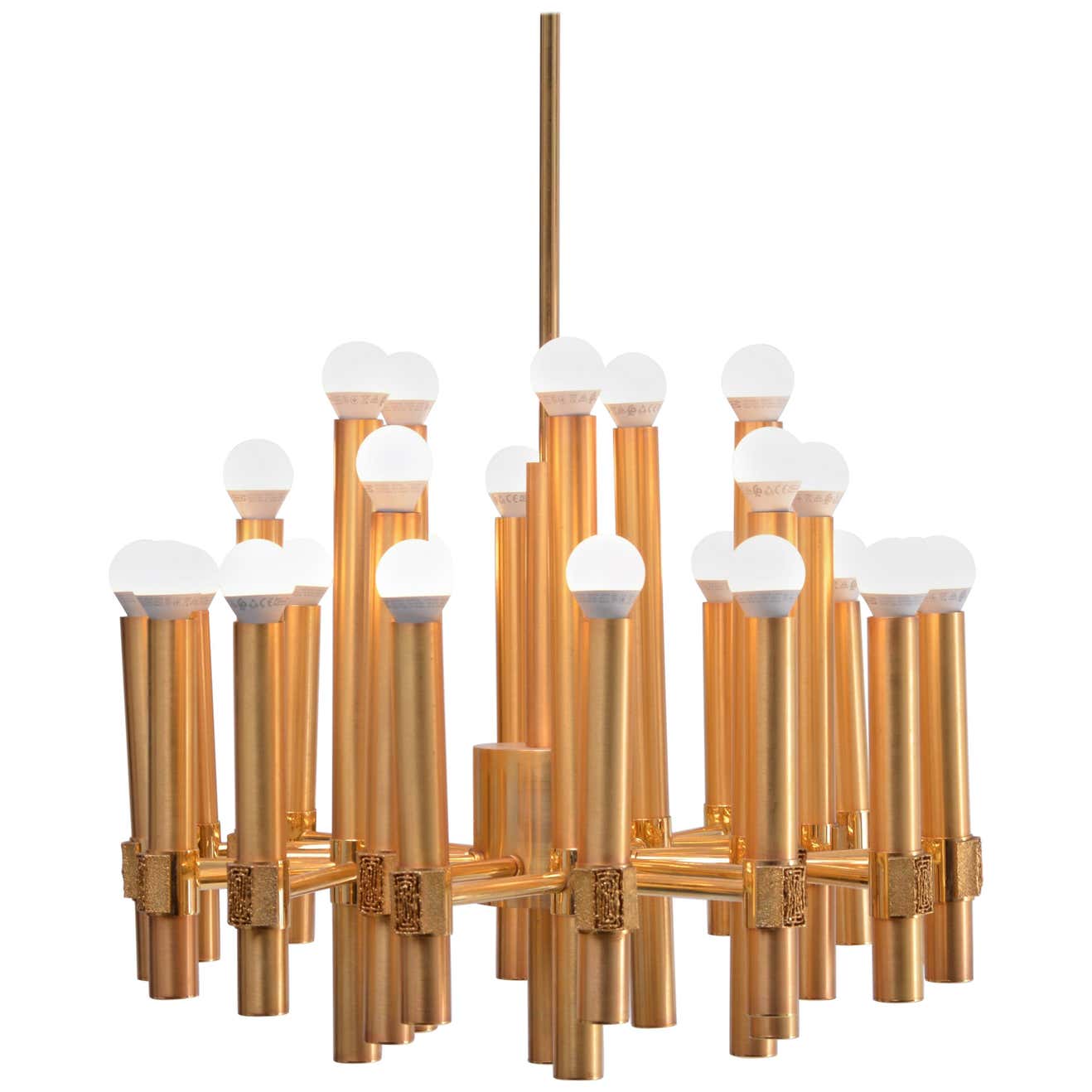 Golden chandelier by Angelo Brotto for Esperia Italia