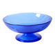 Blue Pressed Glass Pedestal Bowl with Stars Pattern / Italy / 2000s