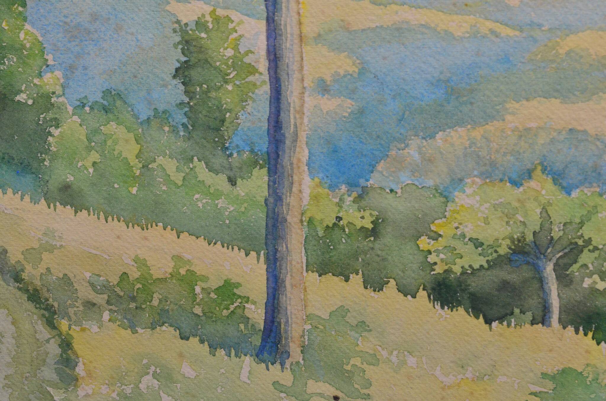 JL PONT (20th century) "Hilly Landscape" Signed watercolour