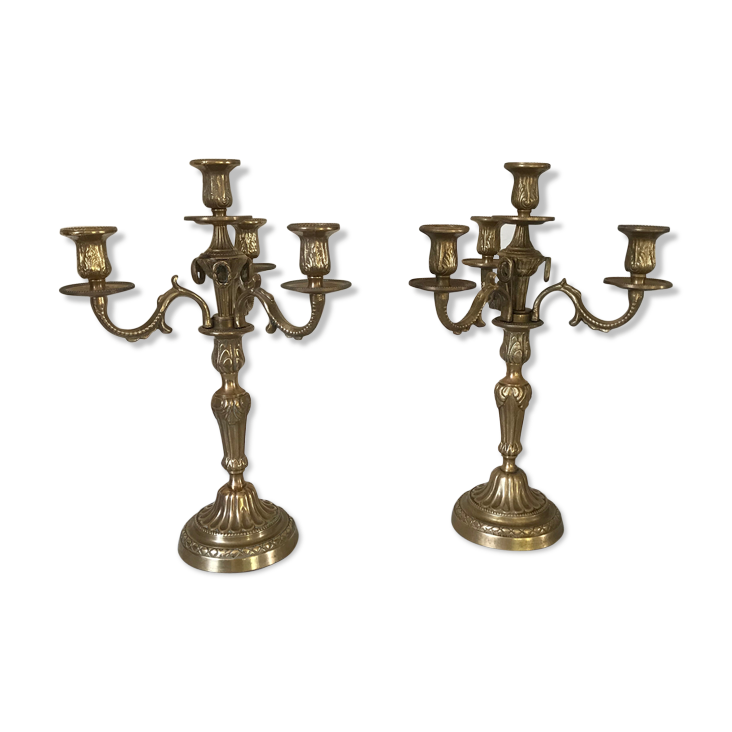 Pair of golden bronze candlesticks