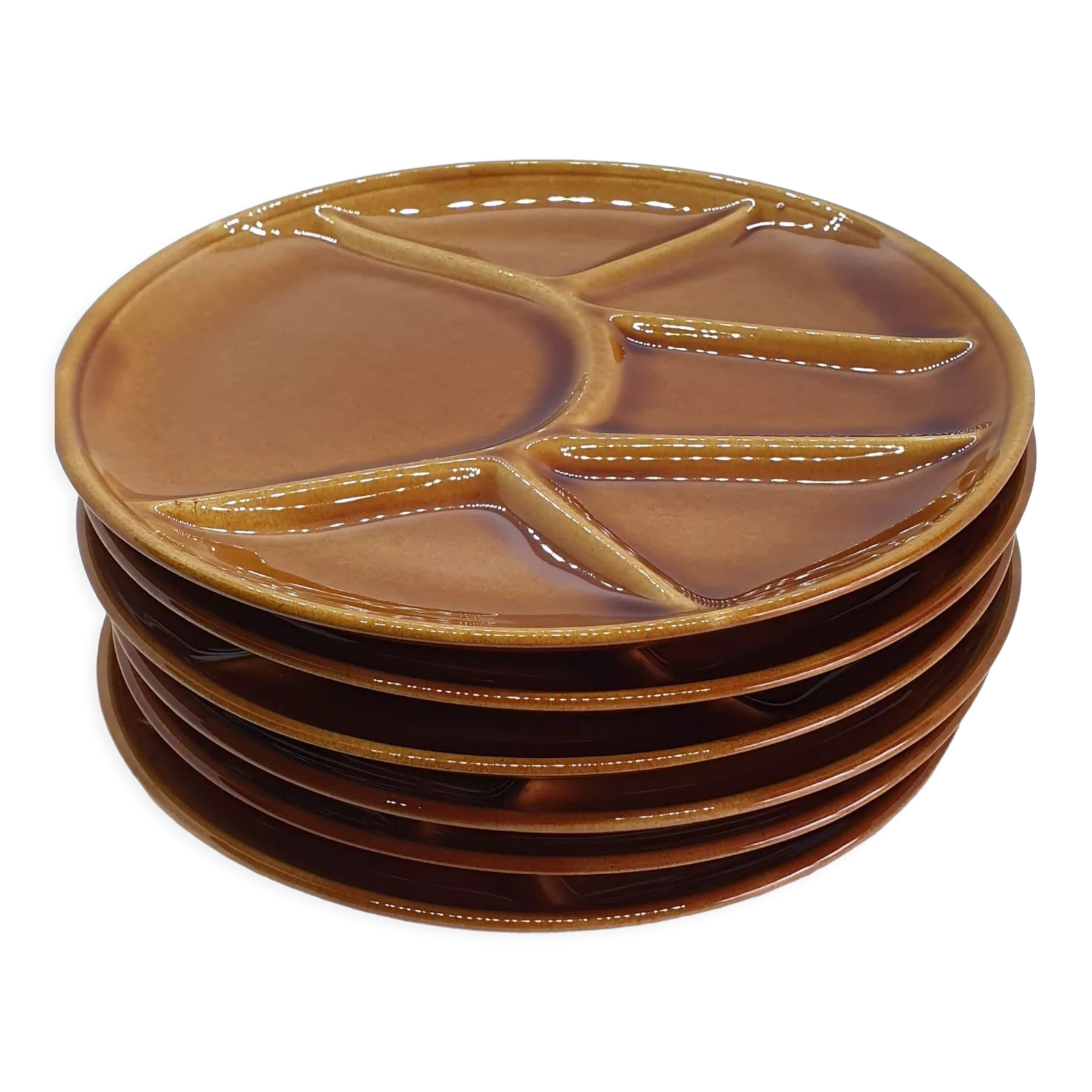 Set De 6 Assiettes à Fondue - MÄSER | Porcelaine Noire Avec Compartiments | Pour Fondue, Raclette, Barbecue