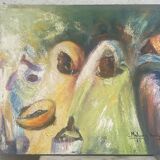 Oil or acrylic on canvas, signed Badji Malang