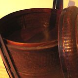 Antique basket in wood and rattan with 3 sections, 1900