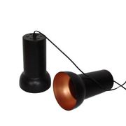 A pair of vintage pendant lights – black brass, modernist