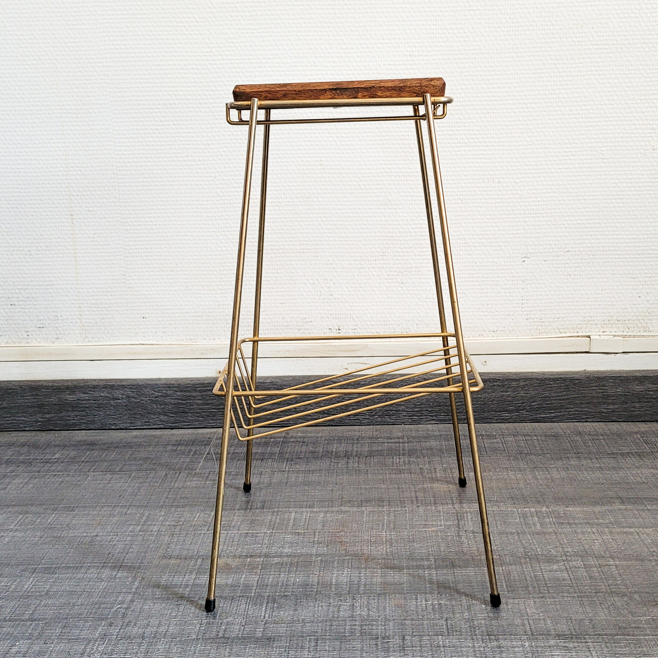 Small harness, brass plant holder and wood