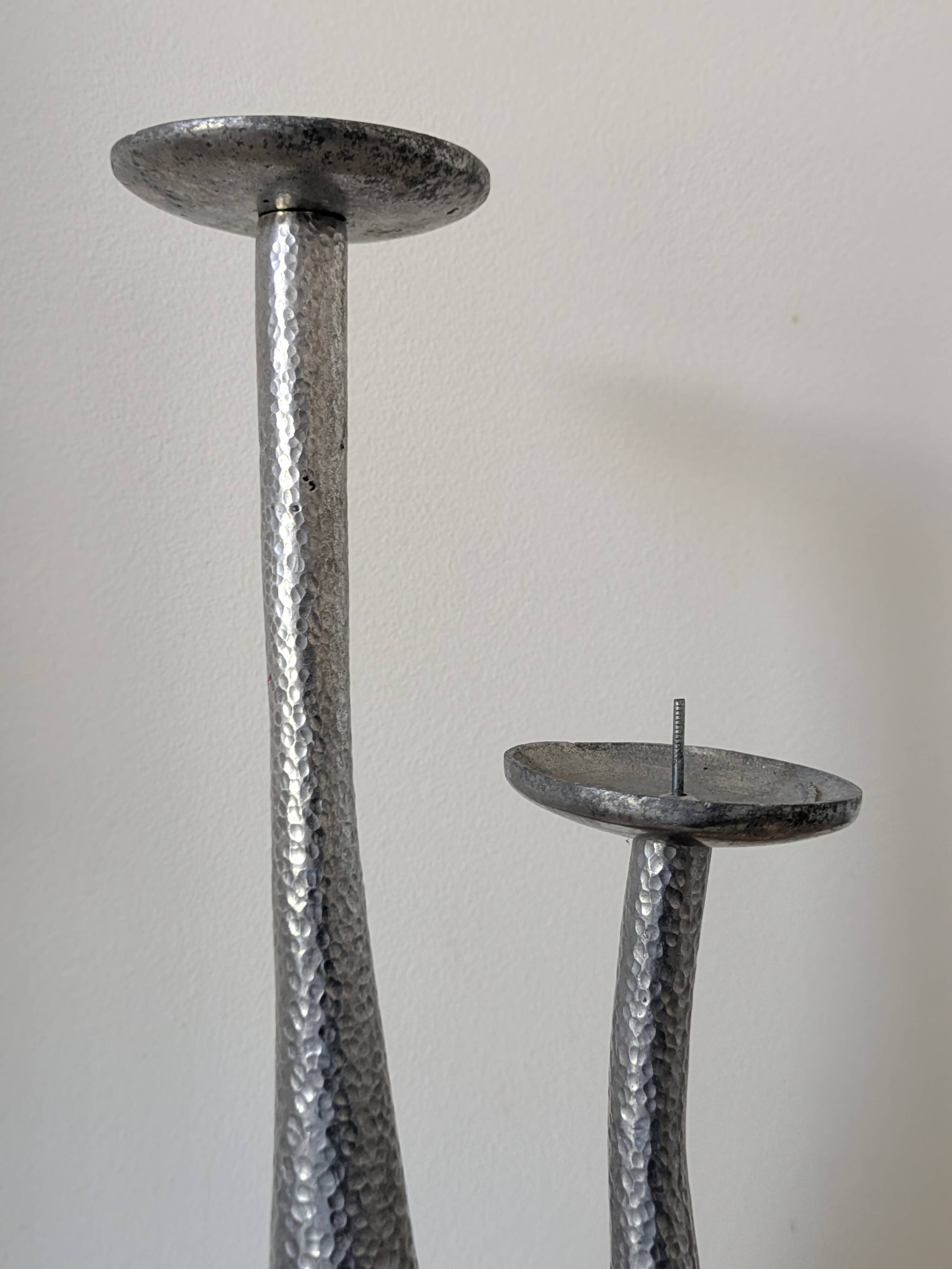 Brutalist hammered candlesticks