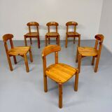 Set of 6 solid pine chairs, Scandinavian design, Reiner Daumiller