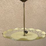 Brass and yellow glass hanging lamp