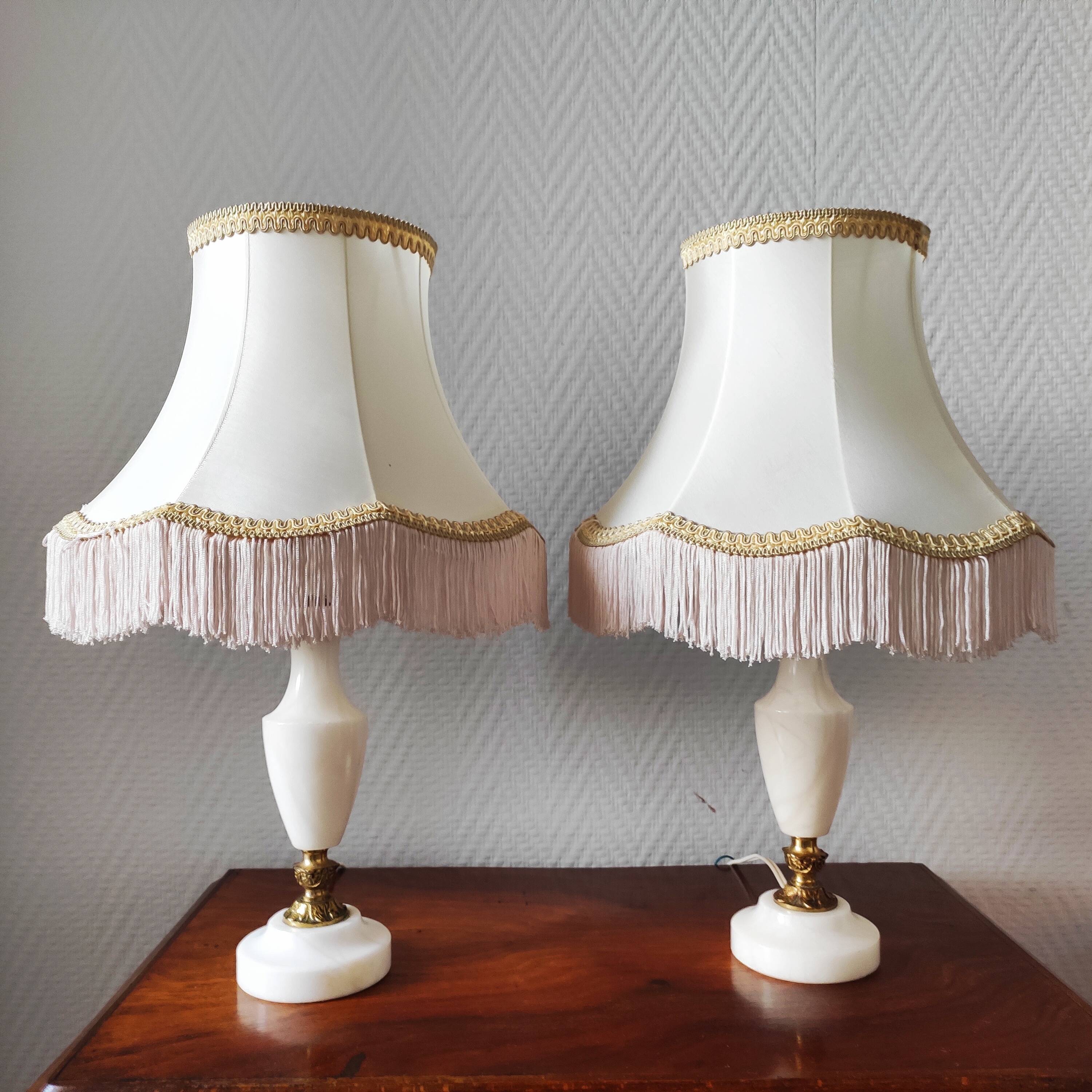 Pair of vintage alabaster lamps