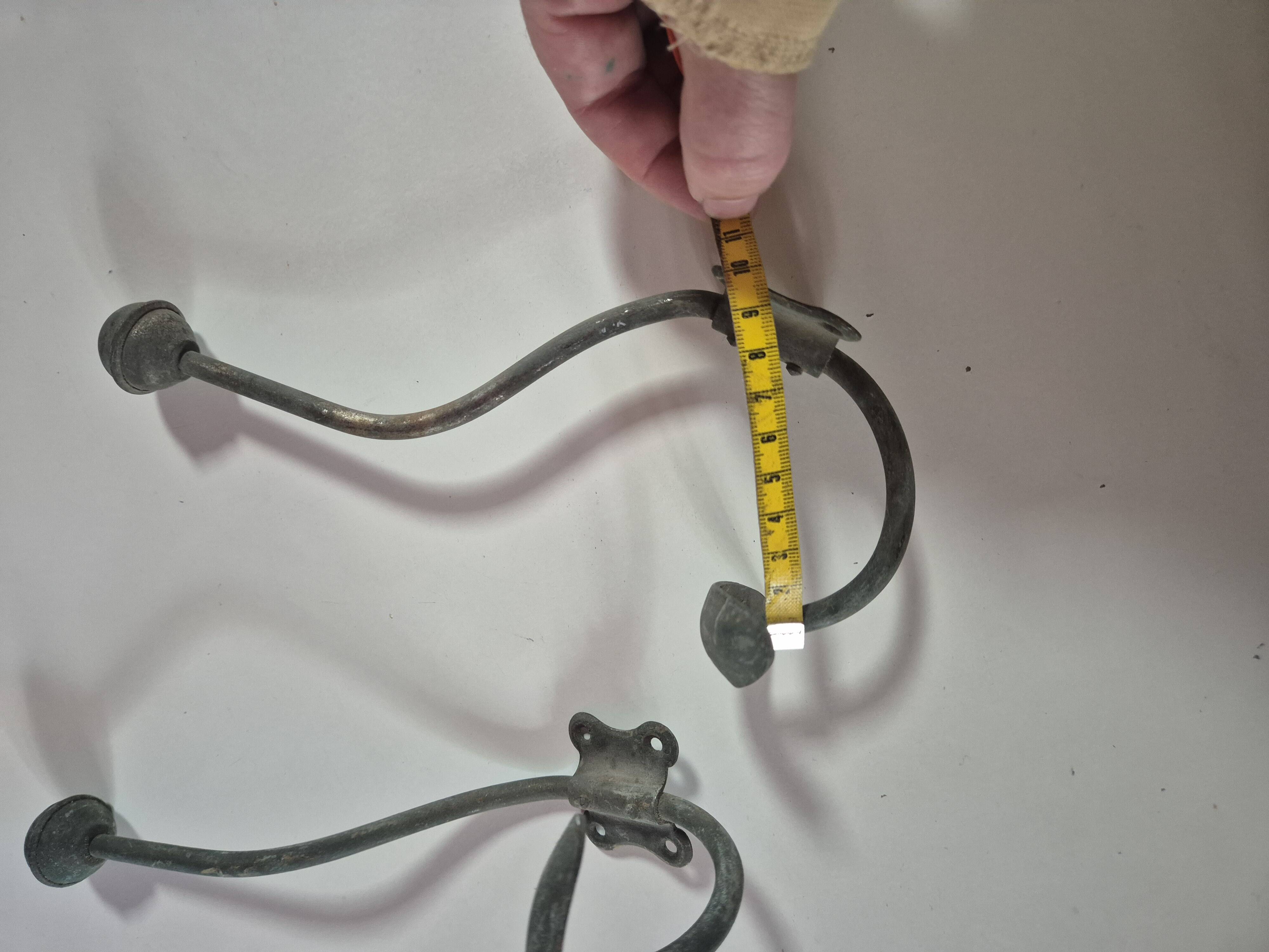 set of 2 vintage metal coat hooks