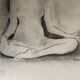 Painting signed charcoal woman buddha zen attitude