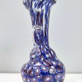 Blue murano glass vase ascribable to fratelli toso with murrines, italy