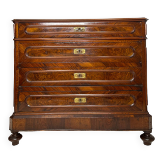 Italian chest of drawers with walnut burl decoration, late 19th century