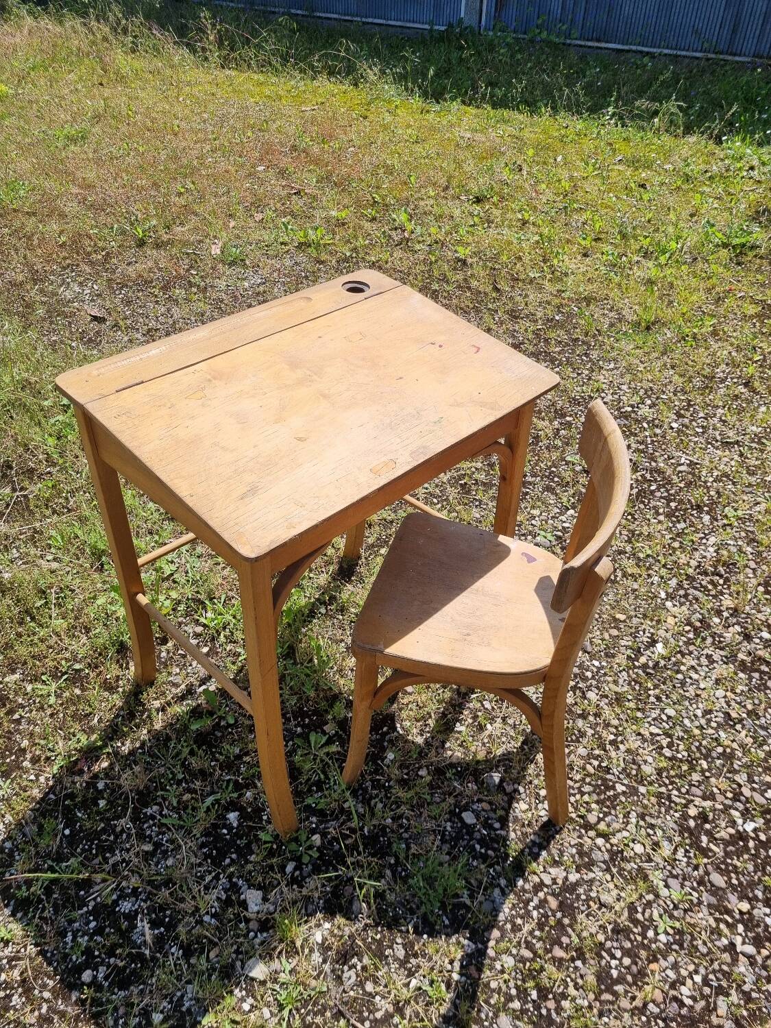 Bureau pupitre + chaise baumann enfant vintage