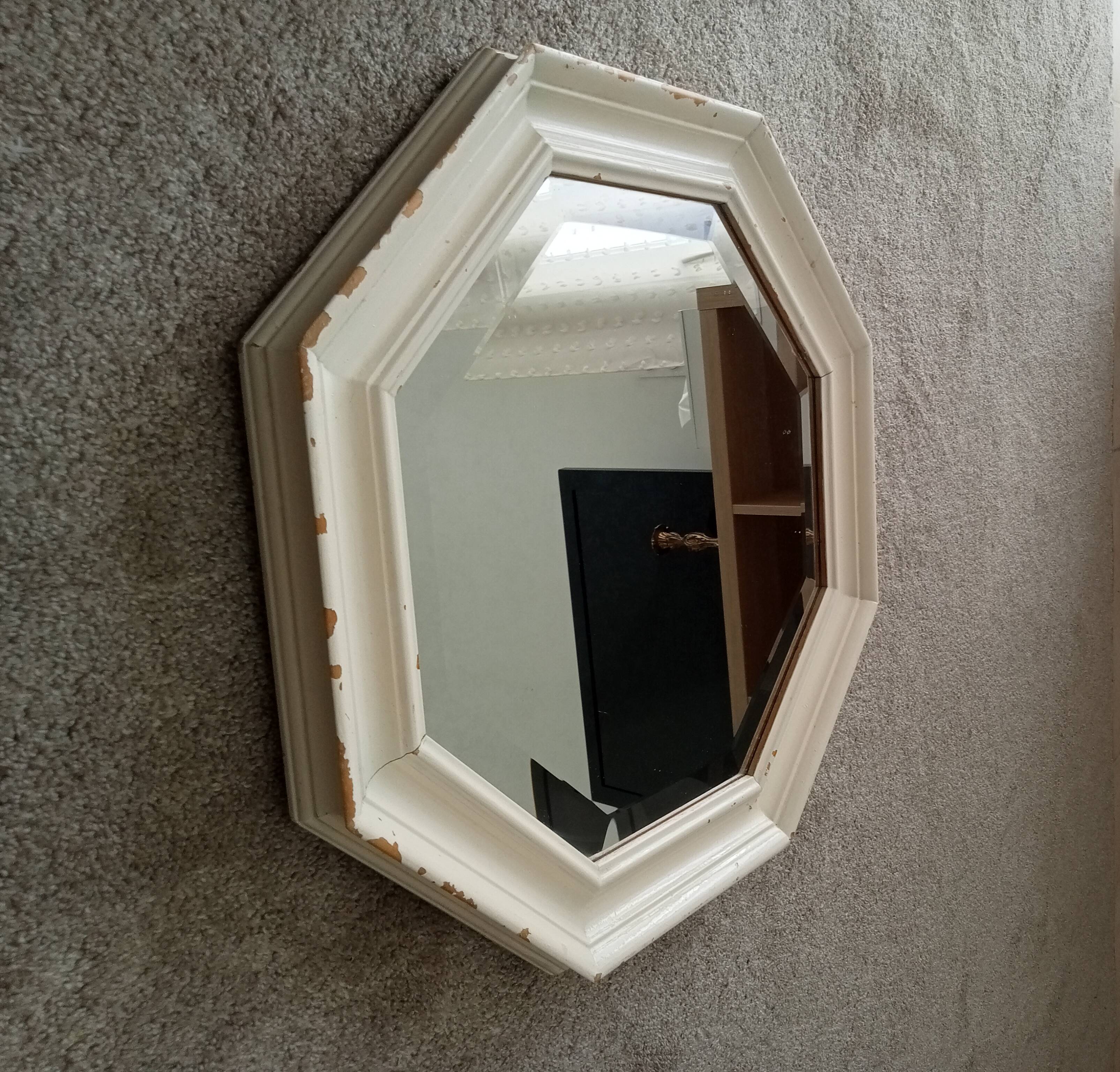 Miroir vintage octogonale biseauté style shabby chic