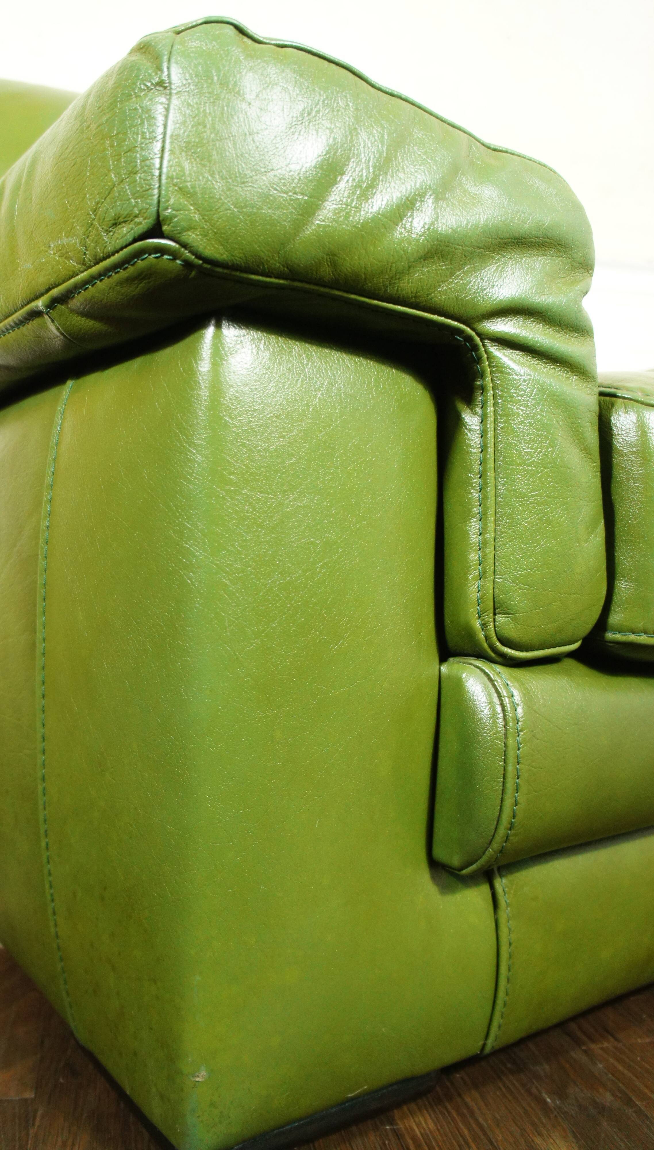 Fauteuil lounge en cuir vert