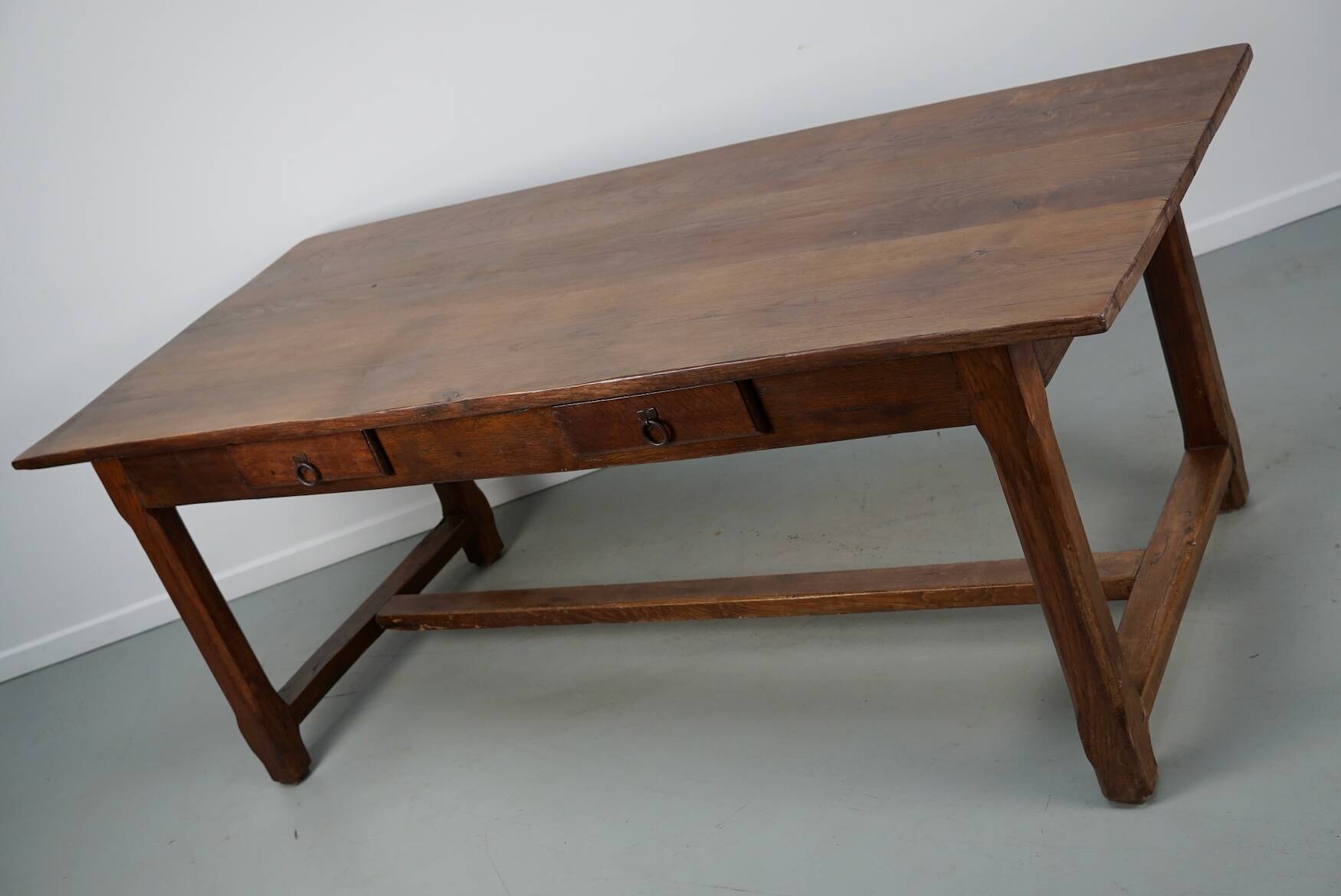 Rustic Dining Table in Oak and Elm from the Early 20th Century