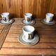 Series of 4 longchamp cups gray brown ceramic flower decor france vintage #a511
