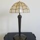 Lampe de table Art Déco tardive en bronze avec abat-jour coquille Capiz années 1950