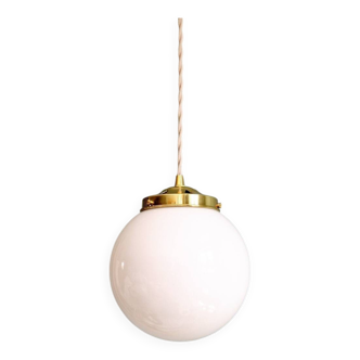 Art Deco pendant light in white opaline (2 available), 1920s-30s