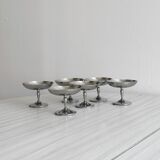 6 metal dessert bowls on foot