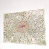 Vintage map Paris and its suburbs 1970
