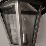 Demi applique murale en métal gris et 3 vitres