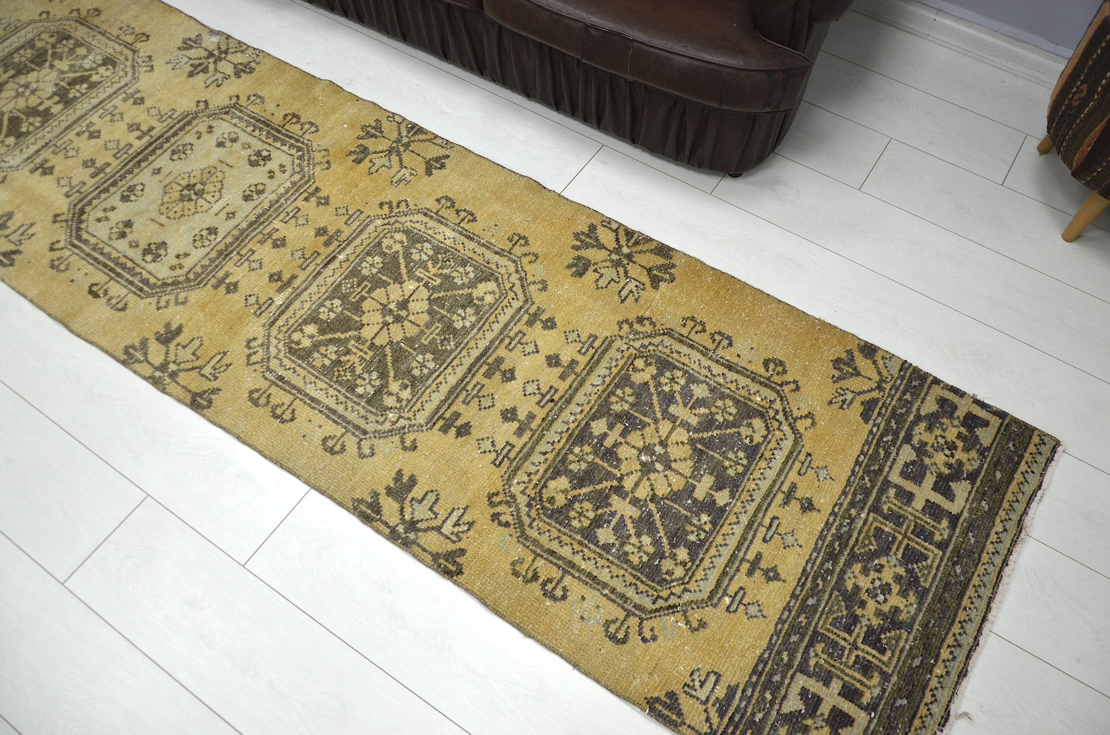 Yellowish & Brown Oushak Runner sku 2255.
