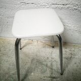 Stool chrome and skaï white