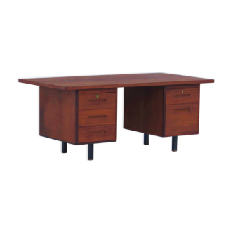 Vintage mid century modern executive writing desk made of teak, 1960s