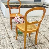 Pair of caned walnut chairs, Louis Philippe style