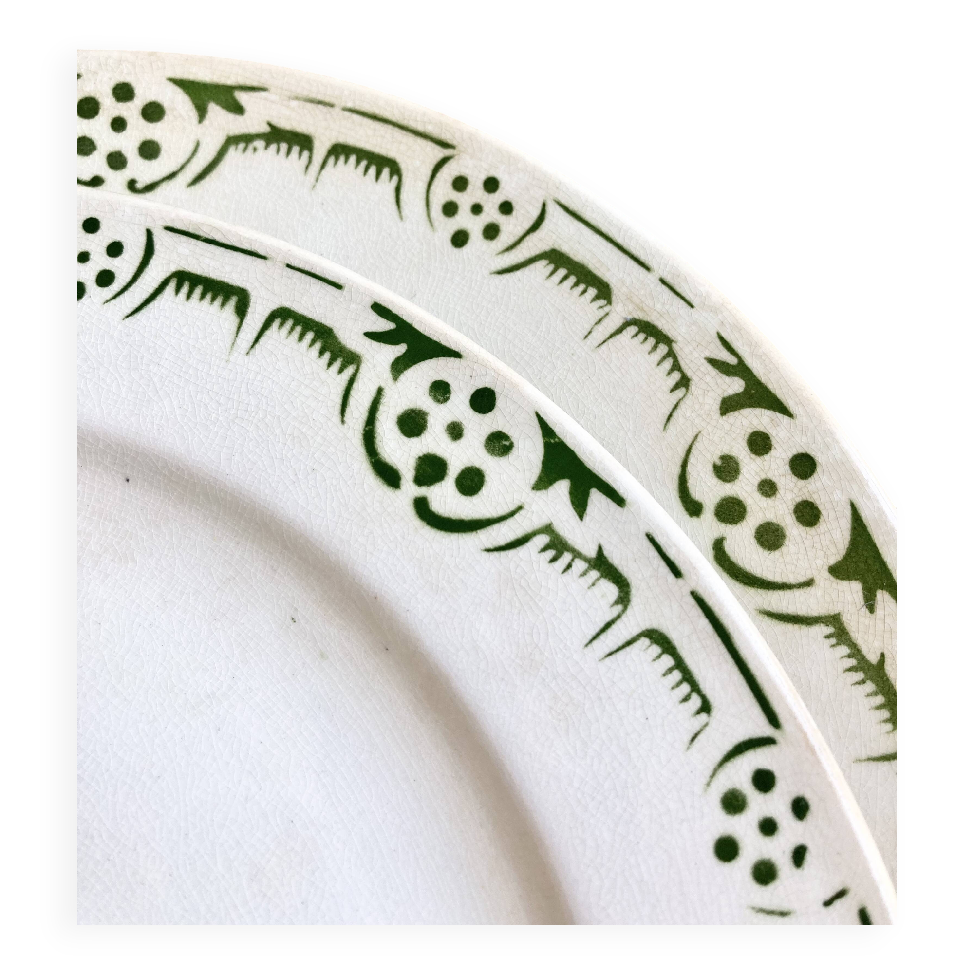 Duo of Badonviller Art Deco Iron Earth plates