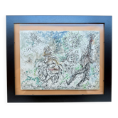 Wolfgang Felber – Dessin figuratif, encre, cadre en double verre