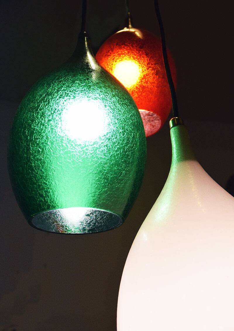 Flavio Poli for Seguso Vetri d’Arte, three-light glass chandelier, 1950s