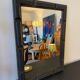 Patinated black rectangular wooden mirror