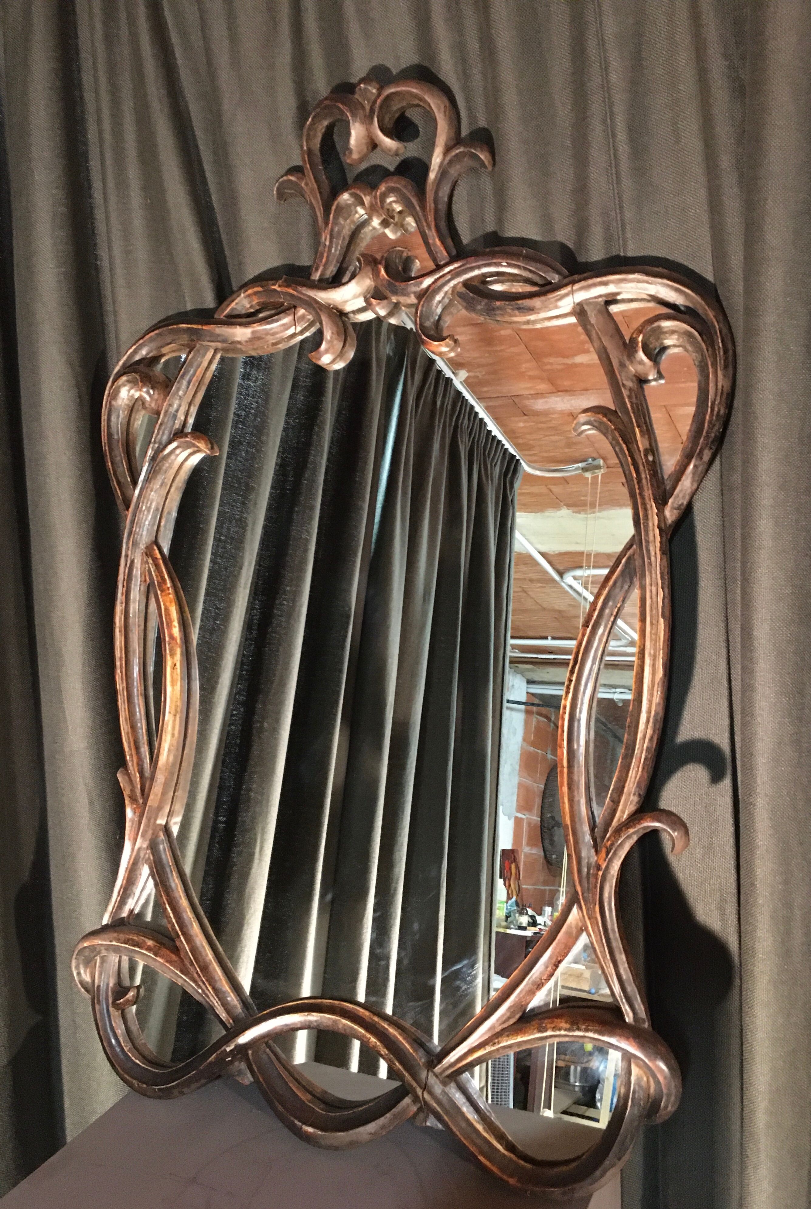Painted wood mirror  70x100cm