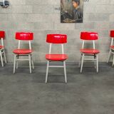 Set of 5 chairs TON Bystrice (Thonet) red and white 1960