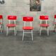 Set of 5 chairs TON Bystrice (Thonet) red and white 1960