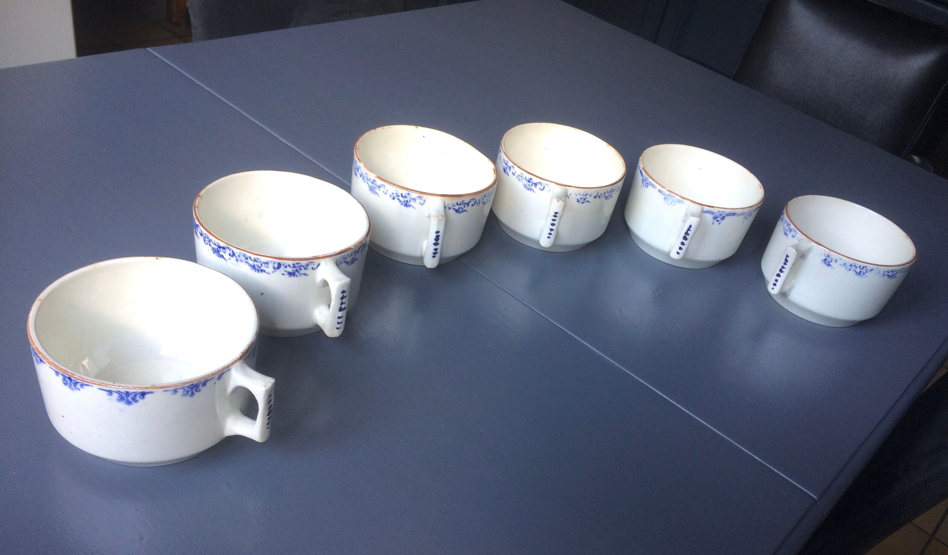 6 old bowls with old ceramic bowls