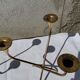 Pair of WMF chandeliers in gilded brass 50s