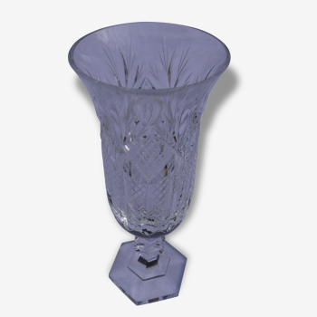 Crystal with chiselled decoration vase