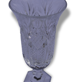 Crystal with chiselled decoration vase